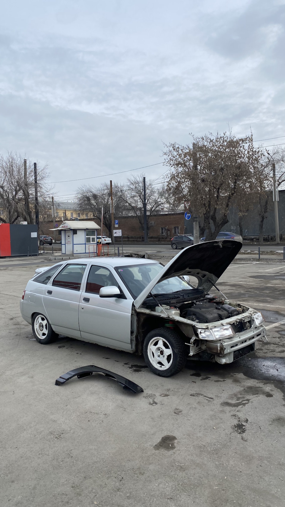 Пластиковые крылья и новые накладки на пороги. — Lada 21124, 1,6 л, 2005  года | прикол | DRIVE2