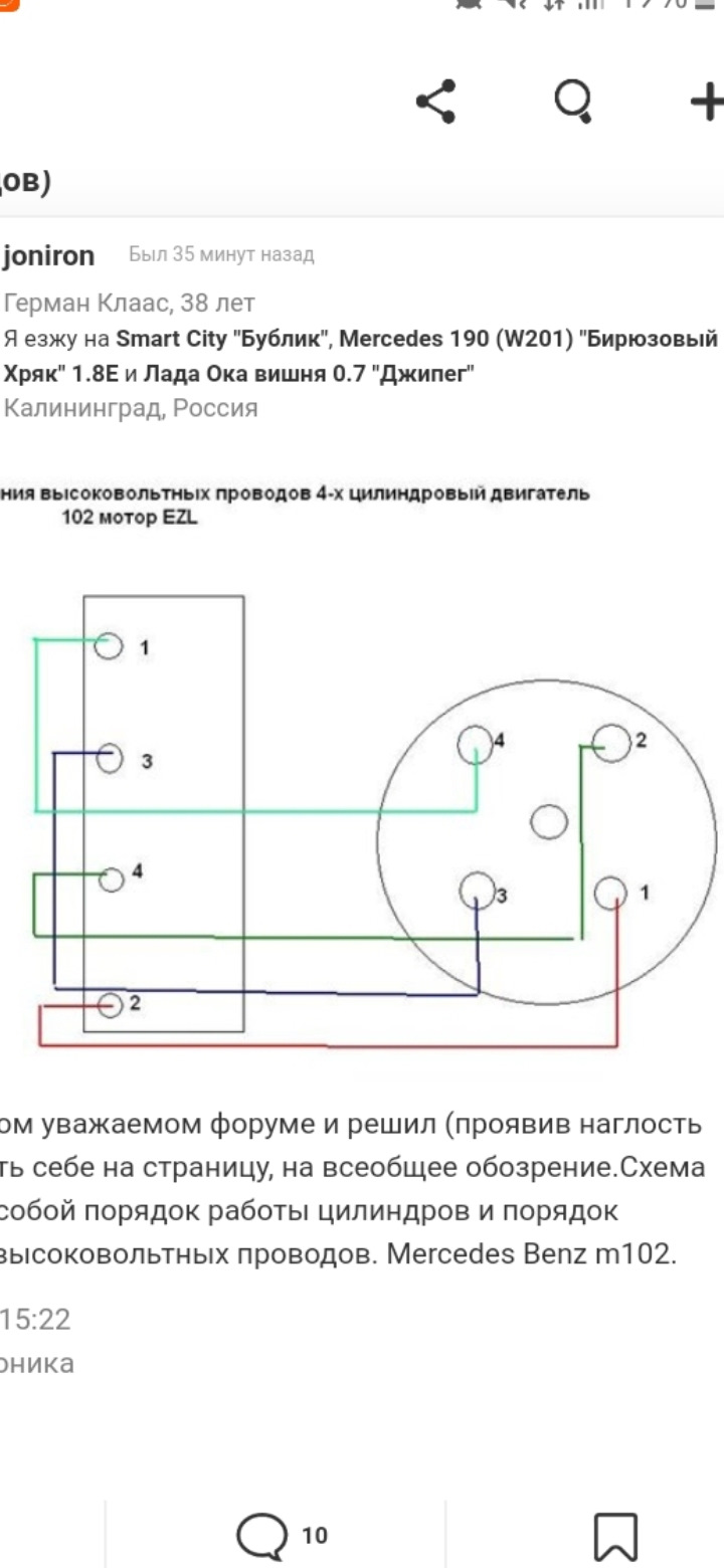 Схема подключения свечных проводов