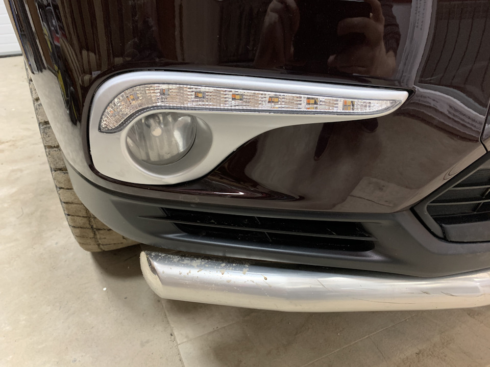 ДХО в нижнюю часть переднего бампера, под хром. - Toyota Highlander (XU40), 3,5