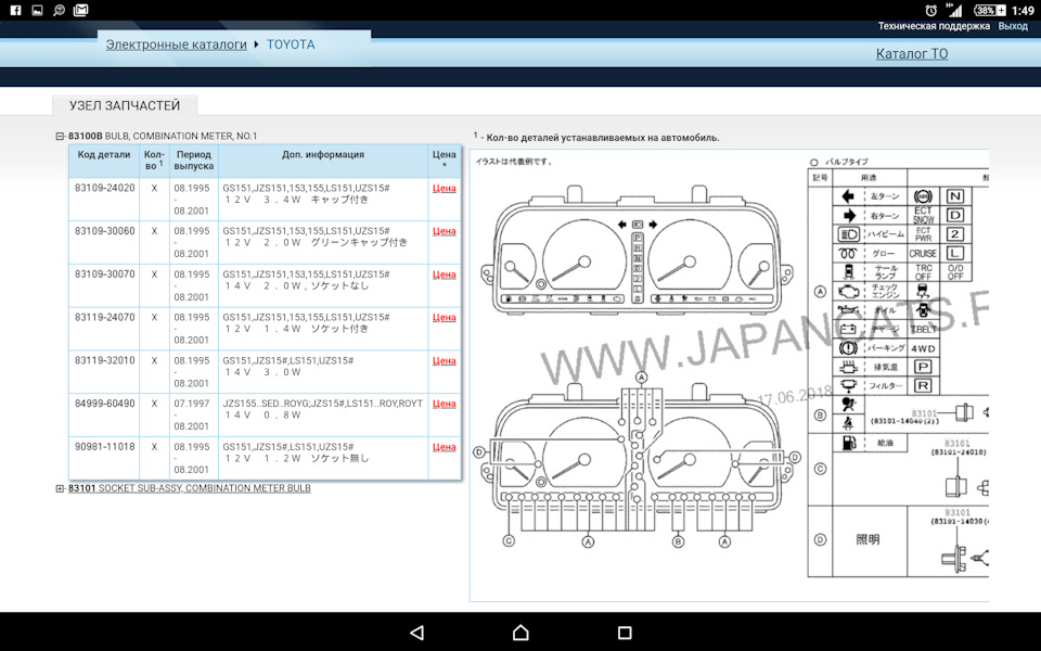 Лампы в приборную панель и салон jzs151 седан — Toyota Crown (S150), 2 ...