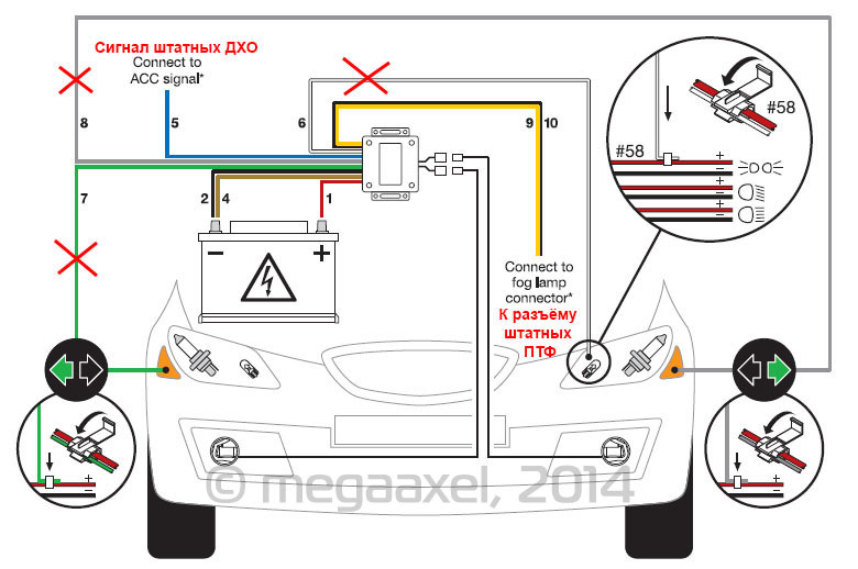 Ledfog101 osram схема подключения