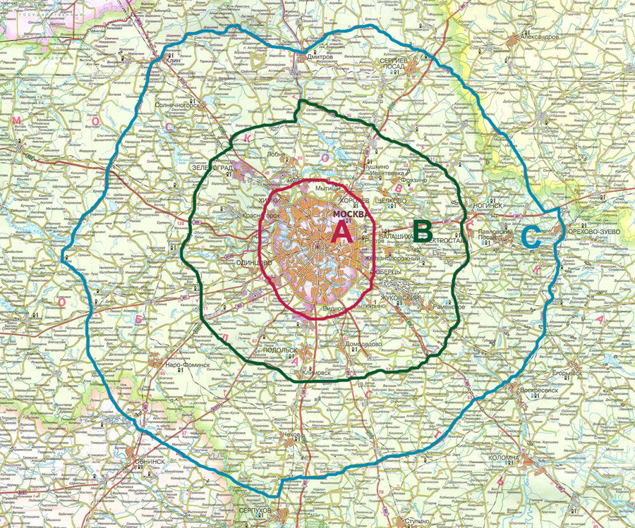 Первая бетонка вокруг москвы схема