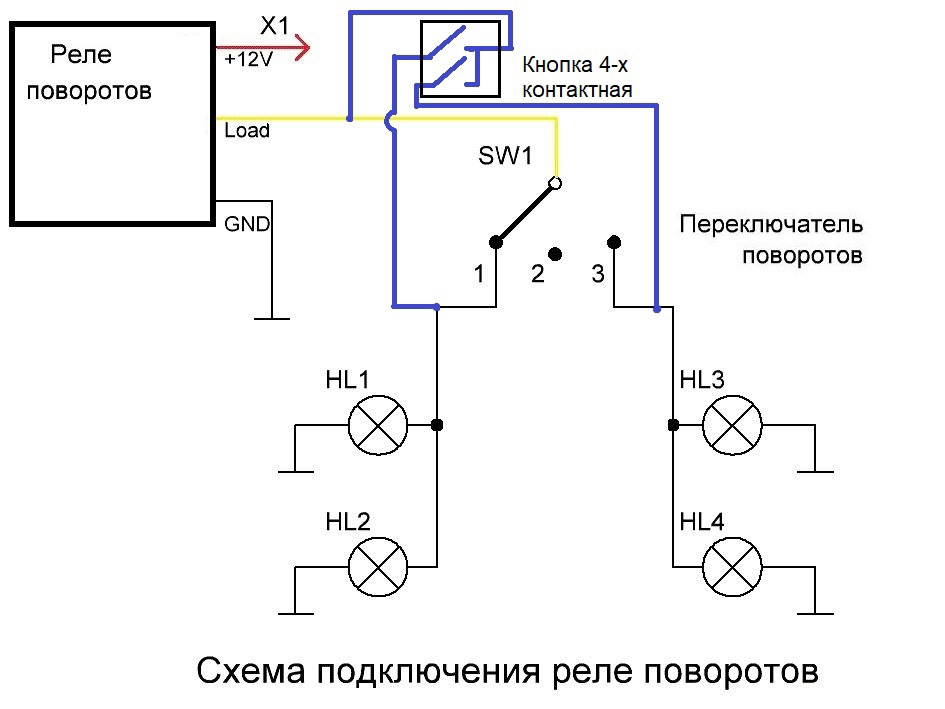 Схема реле поворотов уаз