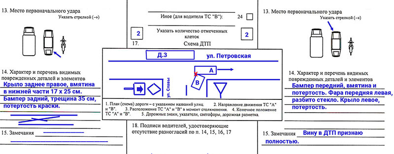 Как схема дтп рисуется в европротоколе