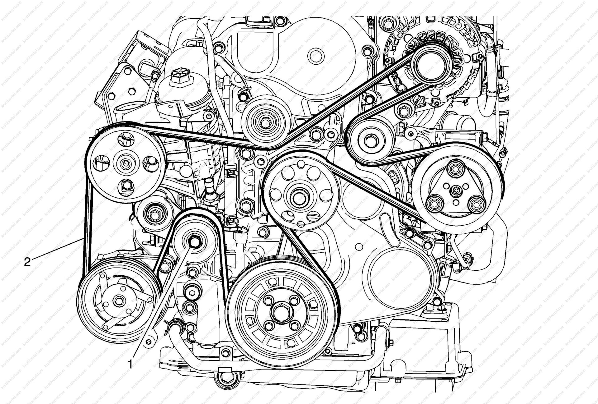 Схема обводного ремня шевроле круз