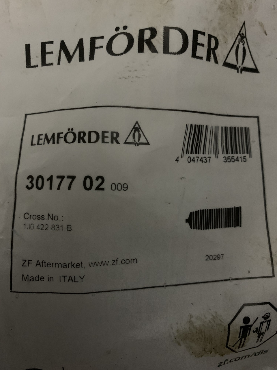 Фото в бортжурнале Skoda Octavia A4 Mk1. Запчасти на фото: 047437, 3017702, 1J0422831B