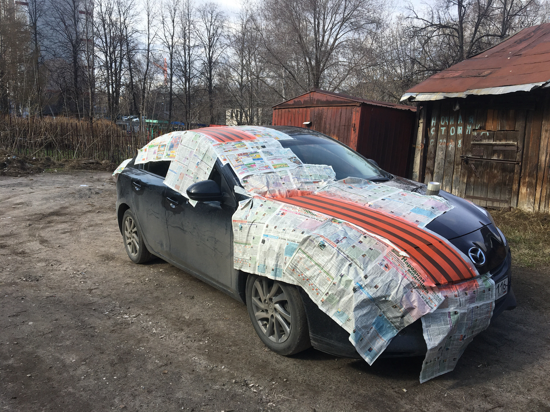 Георгиевская лента. День Победы 2018 года. — Mazda 3 (2G) BL, 1,6 л, 2012  года | стайлинг | DRIVE2