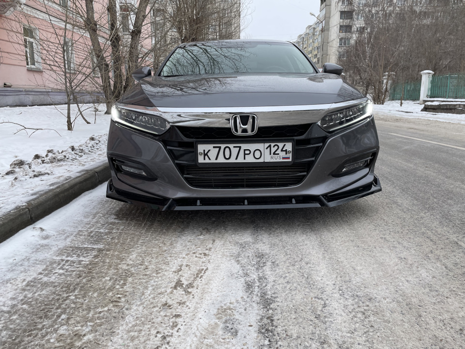 Сплиттер «губа» на бампер — Honda Accord (10G), 1,5 л, 2018 года ...