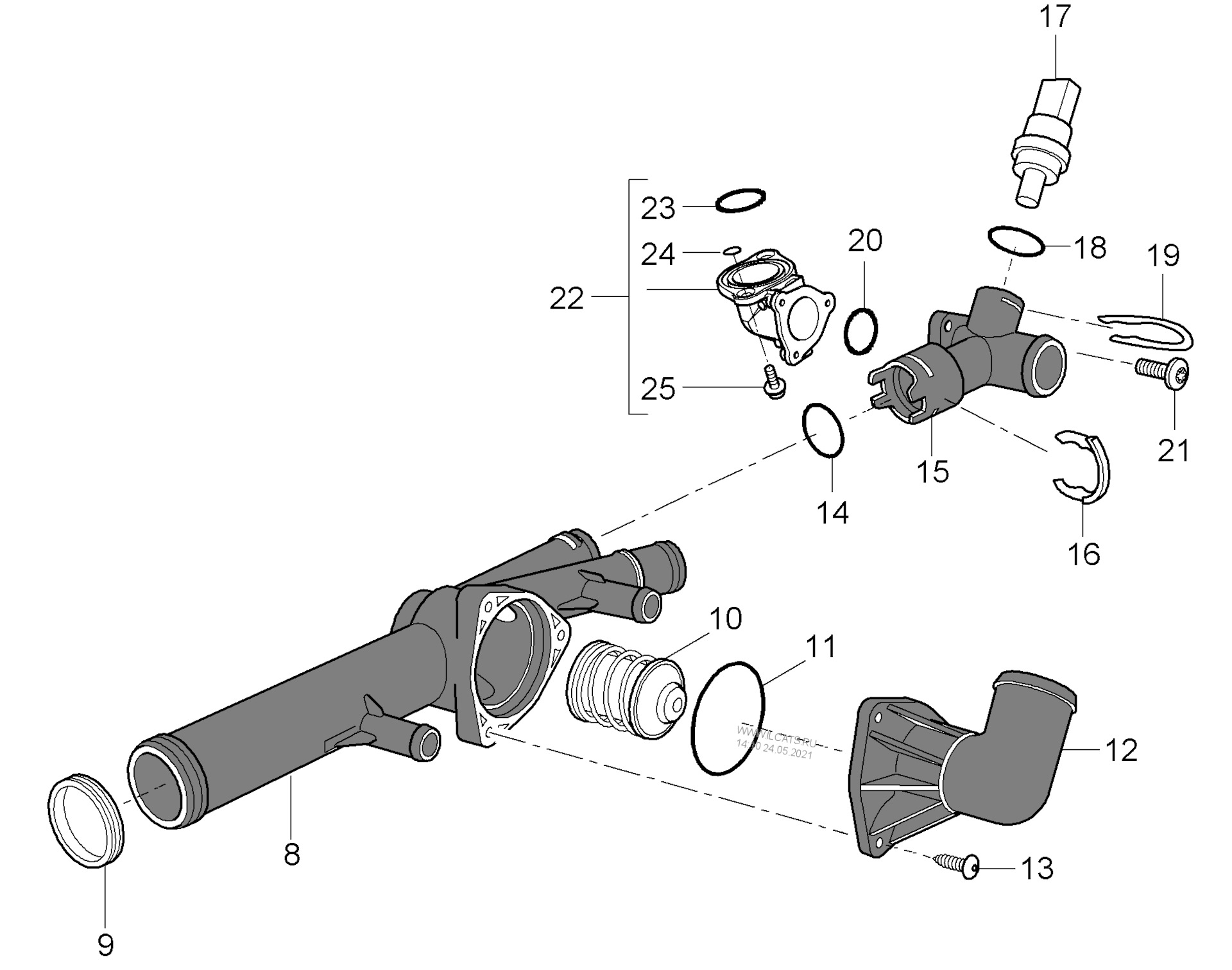 Подготовка к устранению течи антифриза (замене термостата, корпуса ...