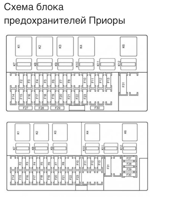 Ваз приора схема монтажного блока