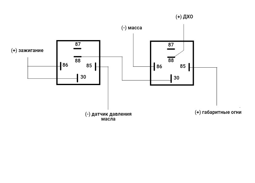 Дхо через генератор. Схема включения через 5 контактное реле. Схема подключения ходовых огней через реле 5. Схема подключения ДХО через 4 контактное реле.