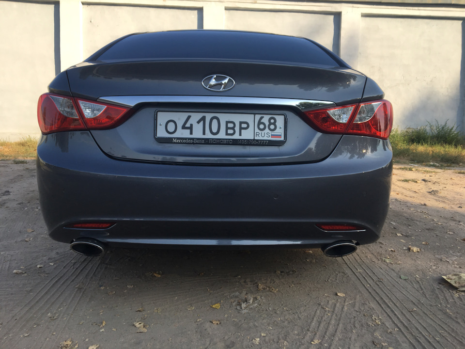 Установка двойного выхлопа — Hyundai Sonata VI (YF), 2,4 л, 2011 года ...