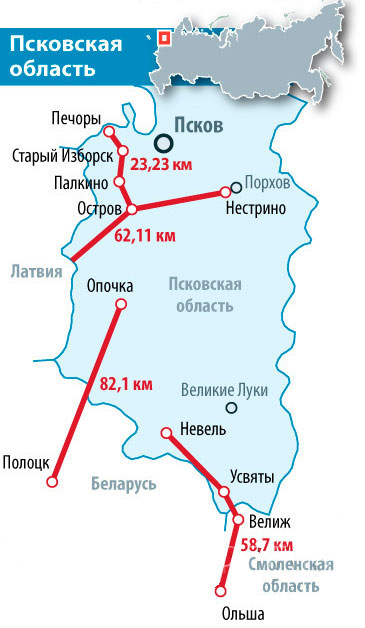 Псков карта границы