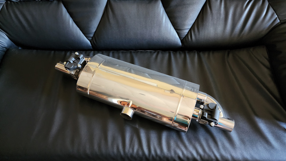 Сам управляемый глушитель из нержавейки на 51 трубу. Размеры глушителя 240х150х500 мм. ширина х высота х длина — Chery Tiggo 7 Pro Max