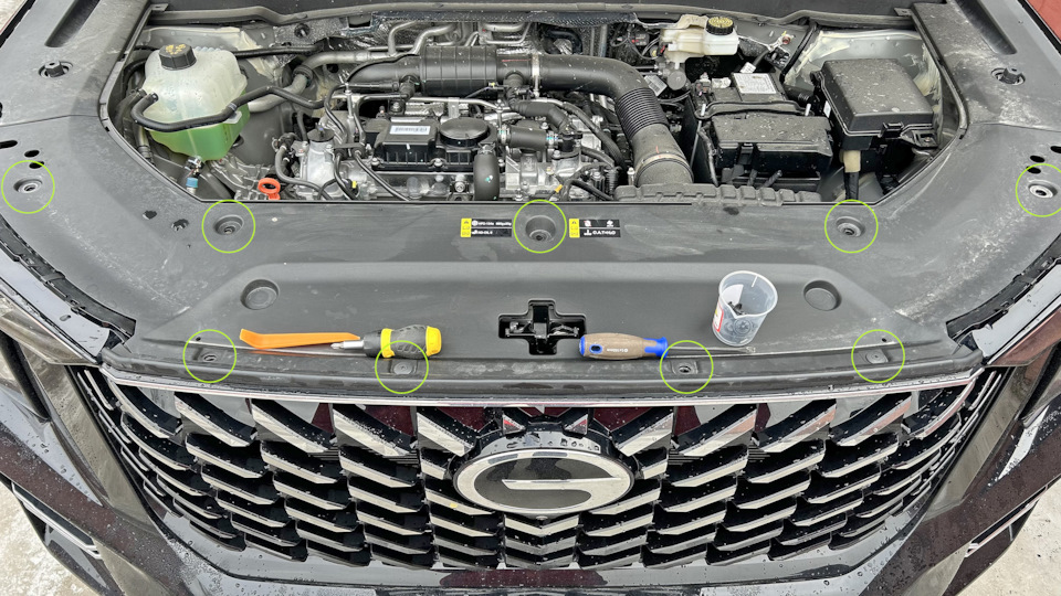 Снятие решетки в бампере + сетка (инструкция) — GAC GS8 (2G), 2 л, 2023 ...