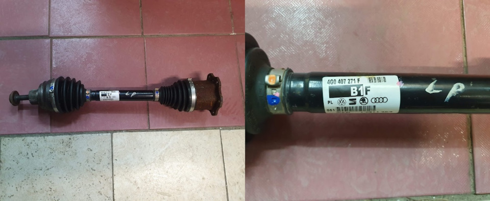 Полуось передня. VAG Артикул: № N10766002 — Audi Allroad (C7). Запчасти на фото: N10766002, 4G0407271F