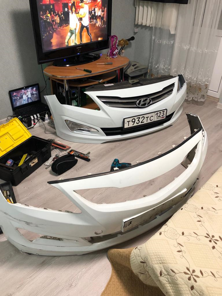 kAAAAgK7KeA 960 Как крепится передний бампер солярис