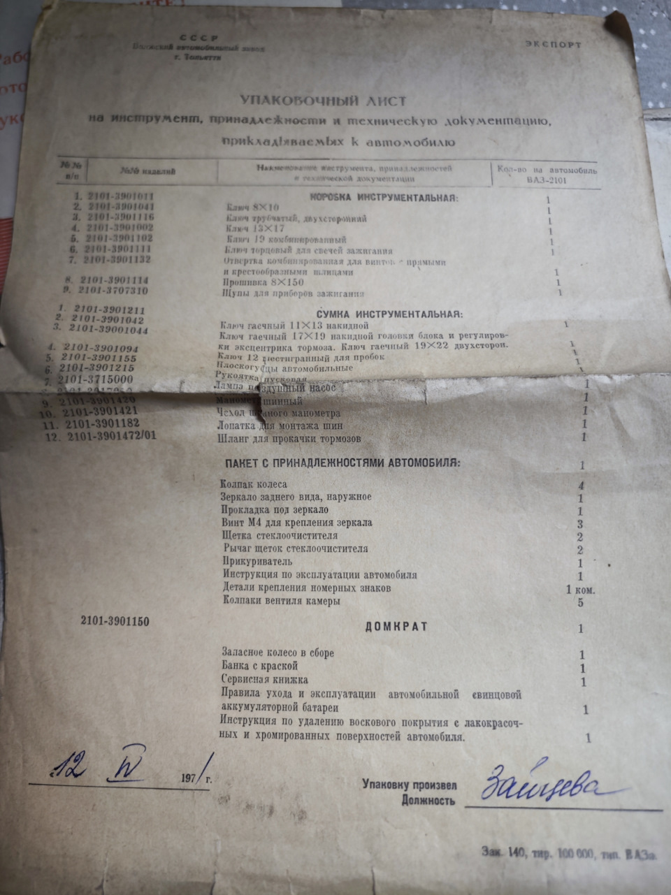 Фото в бортжурнале Lada 2101. Запчасти на фото: 3901002, 2101390147201