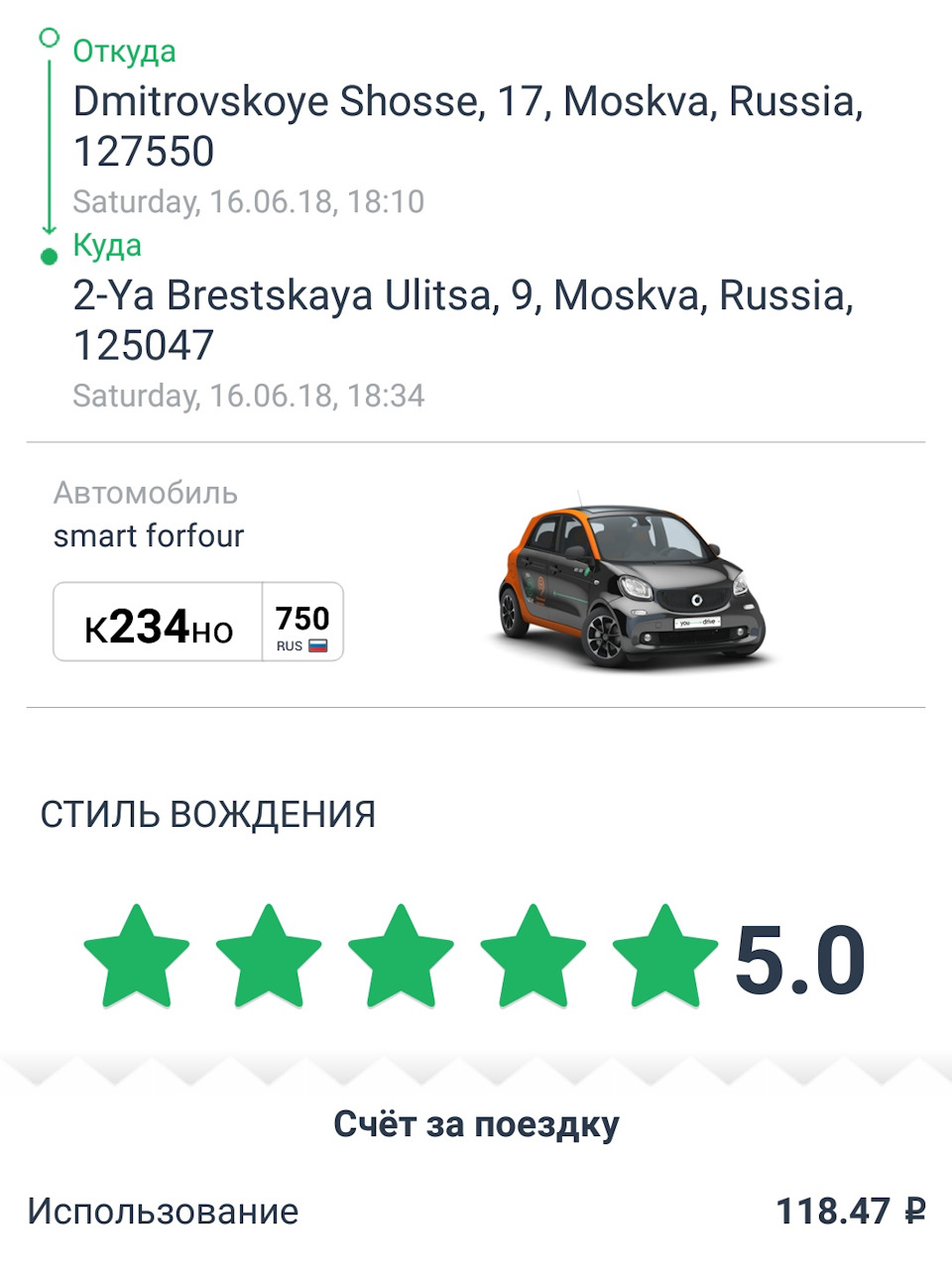 Каршеринг. Youdrive — Smart Forfour — DRIVE2