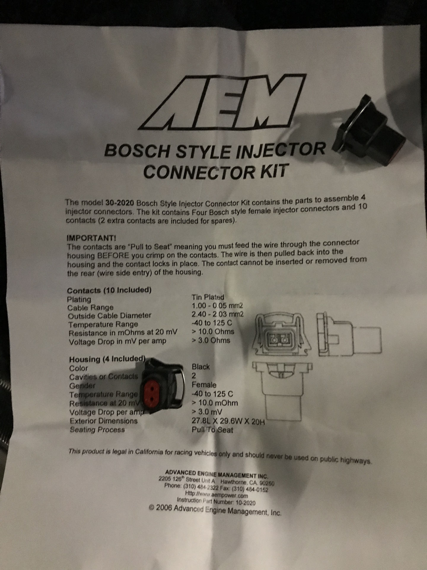 Разъёмы форсунок AEM и OEM антидребезг в полокотника. — Subaru Forester ...