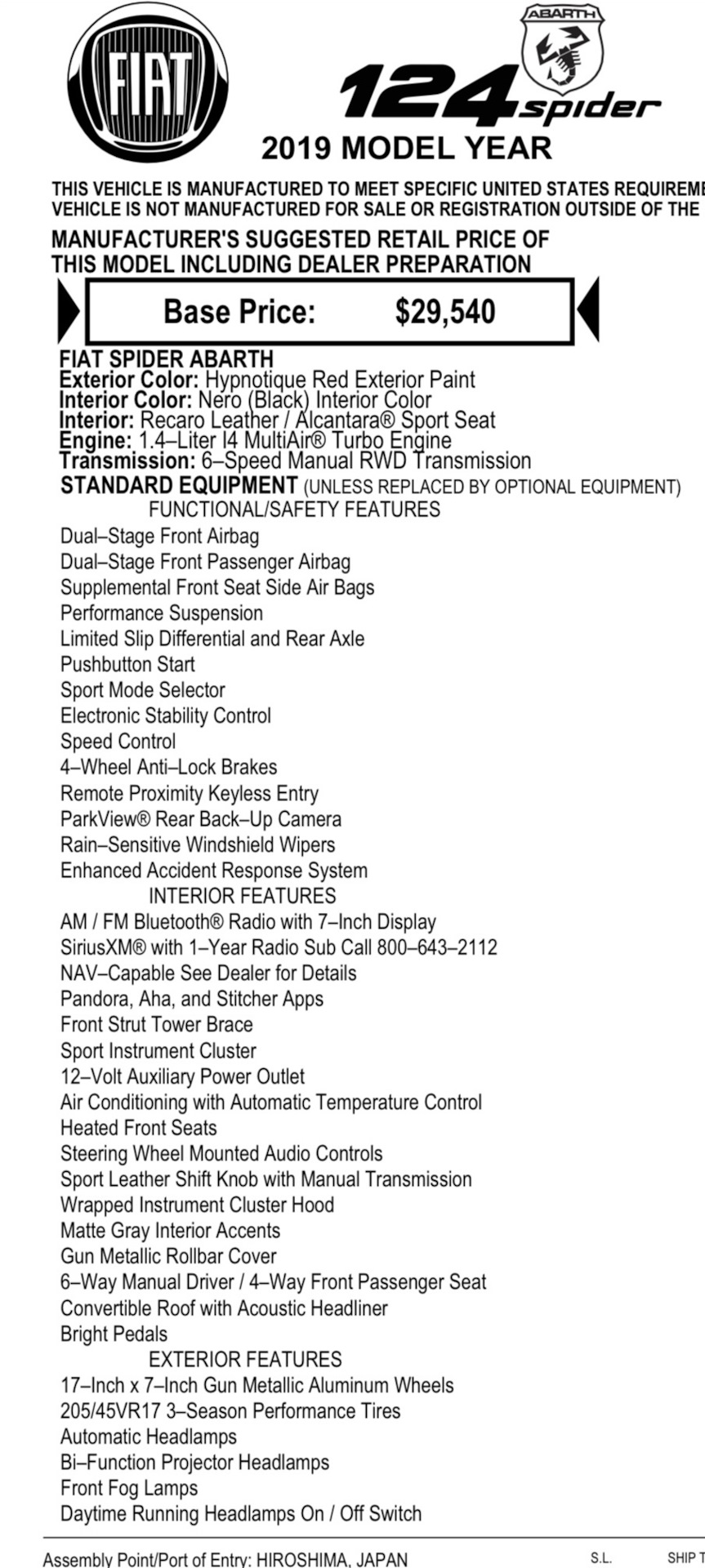Расшифровка VIN — FIAT 124 Spider, 1,4 л, 2019 года | другое | DRIVE2