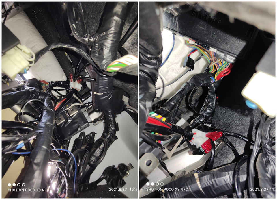 В этом всём нужно найти блок сигнализации и каким-то образом перевернувшись, лежа на полу, из под педалей, дотянуться одной рукой, найти нужный провод, вытащить его из жгута, припаяться и заизолировать х_х — делайте такое каждый день по 10 минут и спина не будет болеть 😅 будет болеть всё тело! 😂 — KIA Rio (3G)