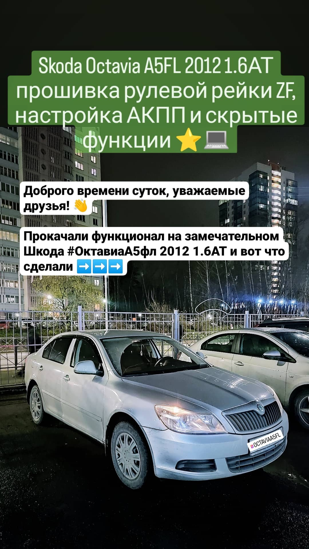 Skoda Octavia A5FL 2012 1.6АТ прошивка рулевой рейки ZF, настройка АКПП ...