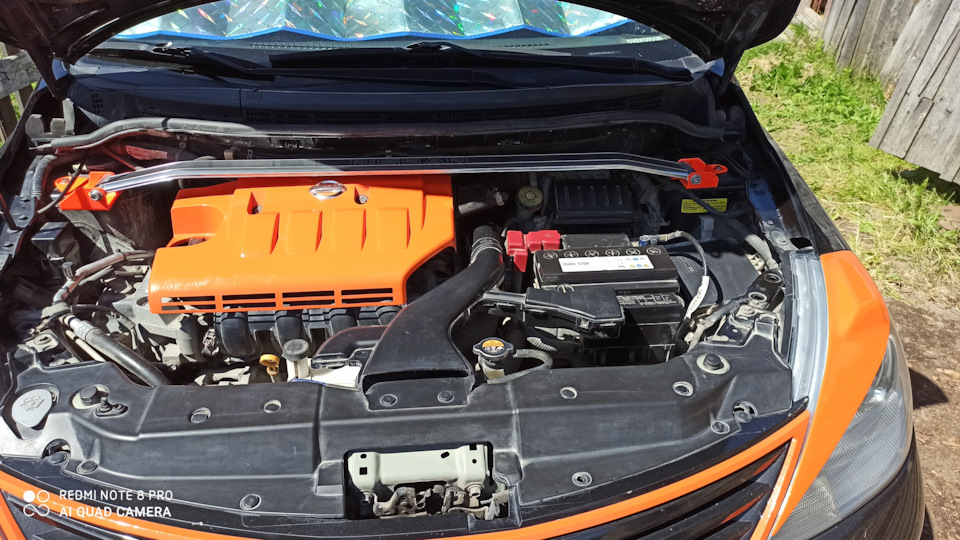 Покраска накладки двс + распорка Nissan Juke — Nissan Tiida (1G), 1,6 л ...