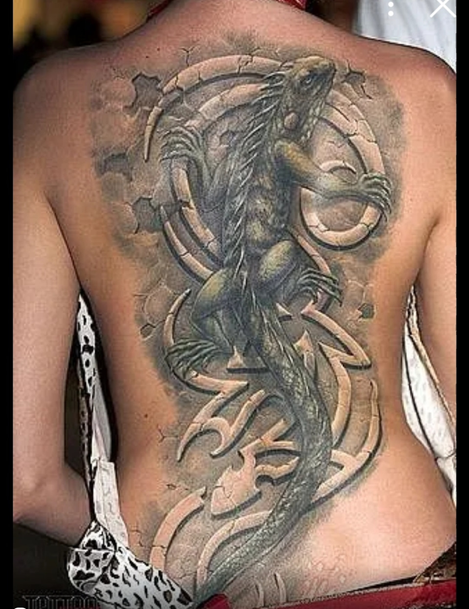 Огненный дракон тату на спину