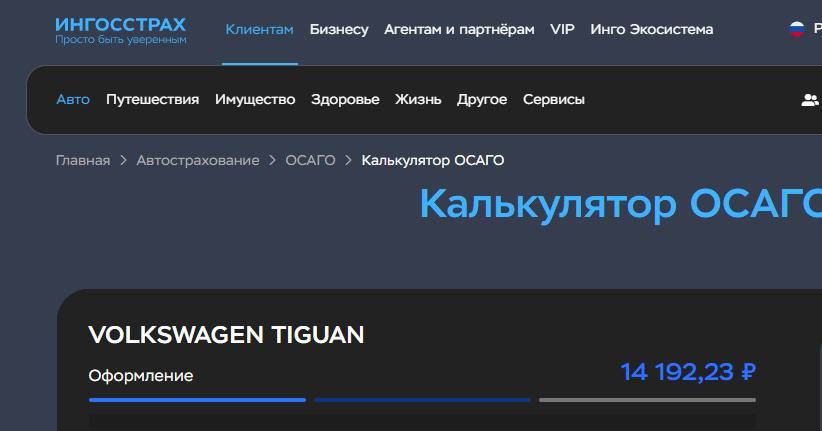 Ингосстрах — Volkswagen Tiguan (1G)