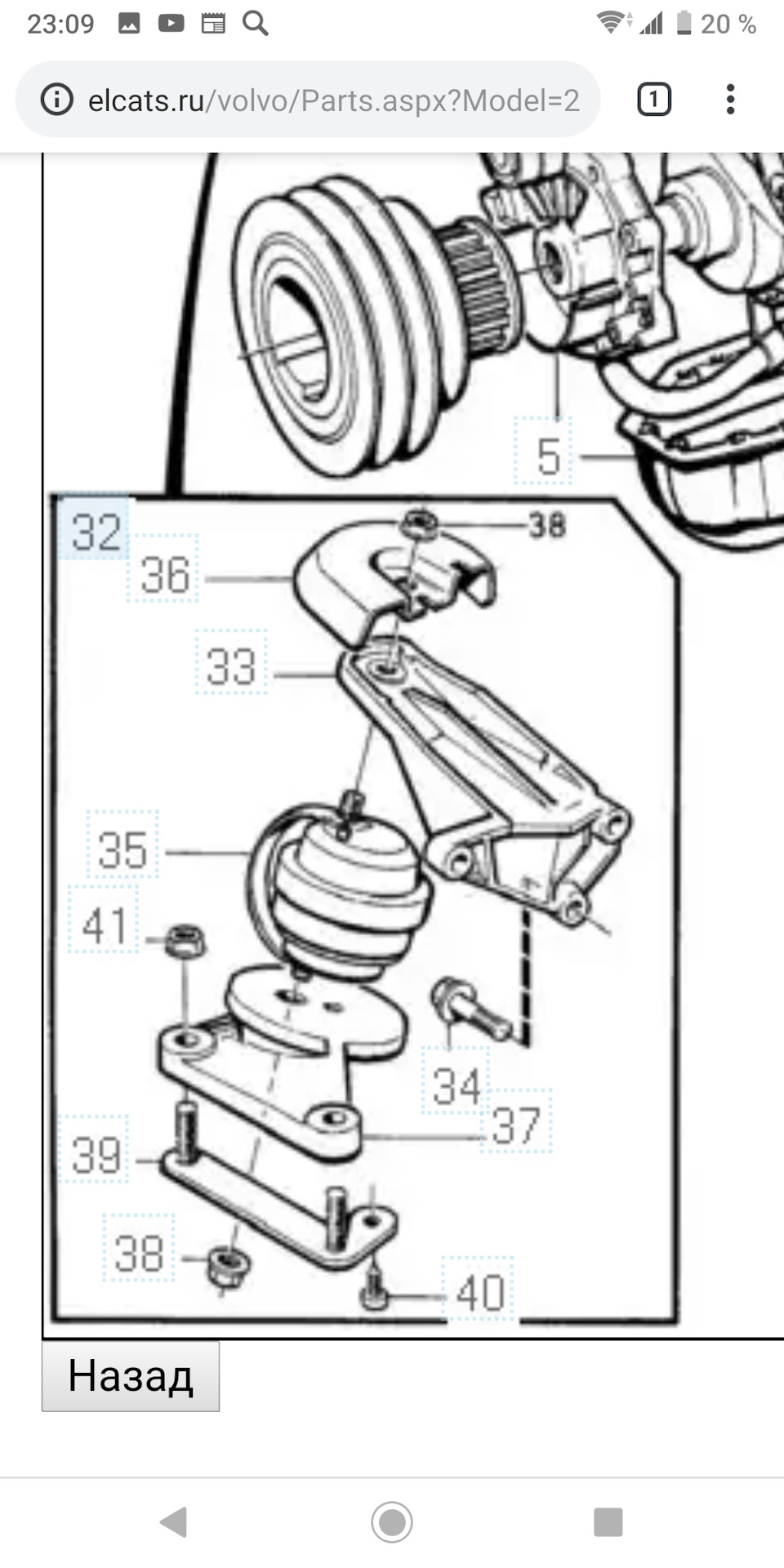 Ищу кронштейн под правую подушку. — Volvo 740, 2,4 л, 1988 года ...