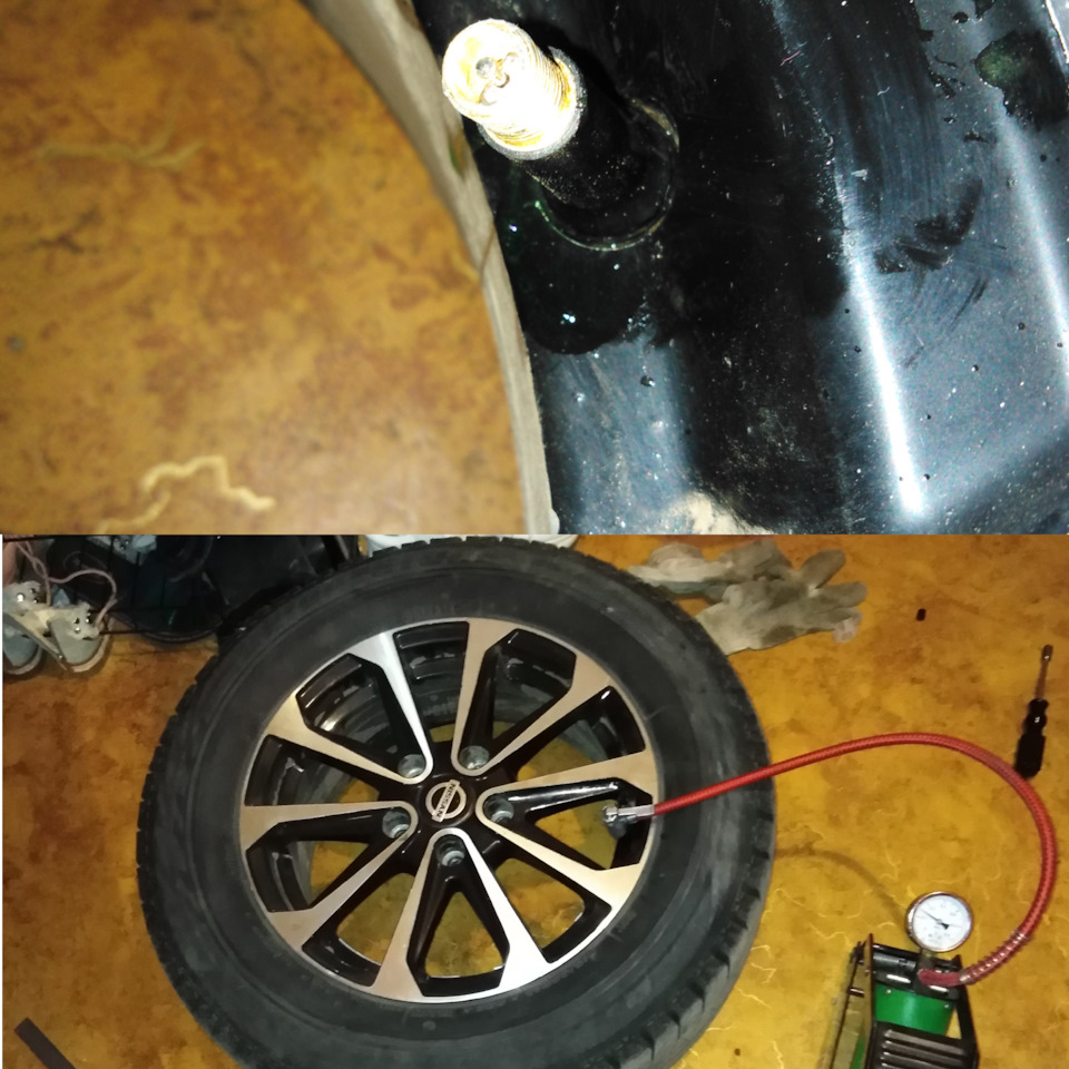 Замена вентилей бескамерных шин — Nissan Qashqai (1G), 1,6 л, 2012 года ...