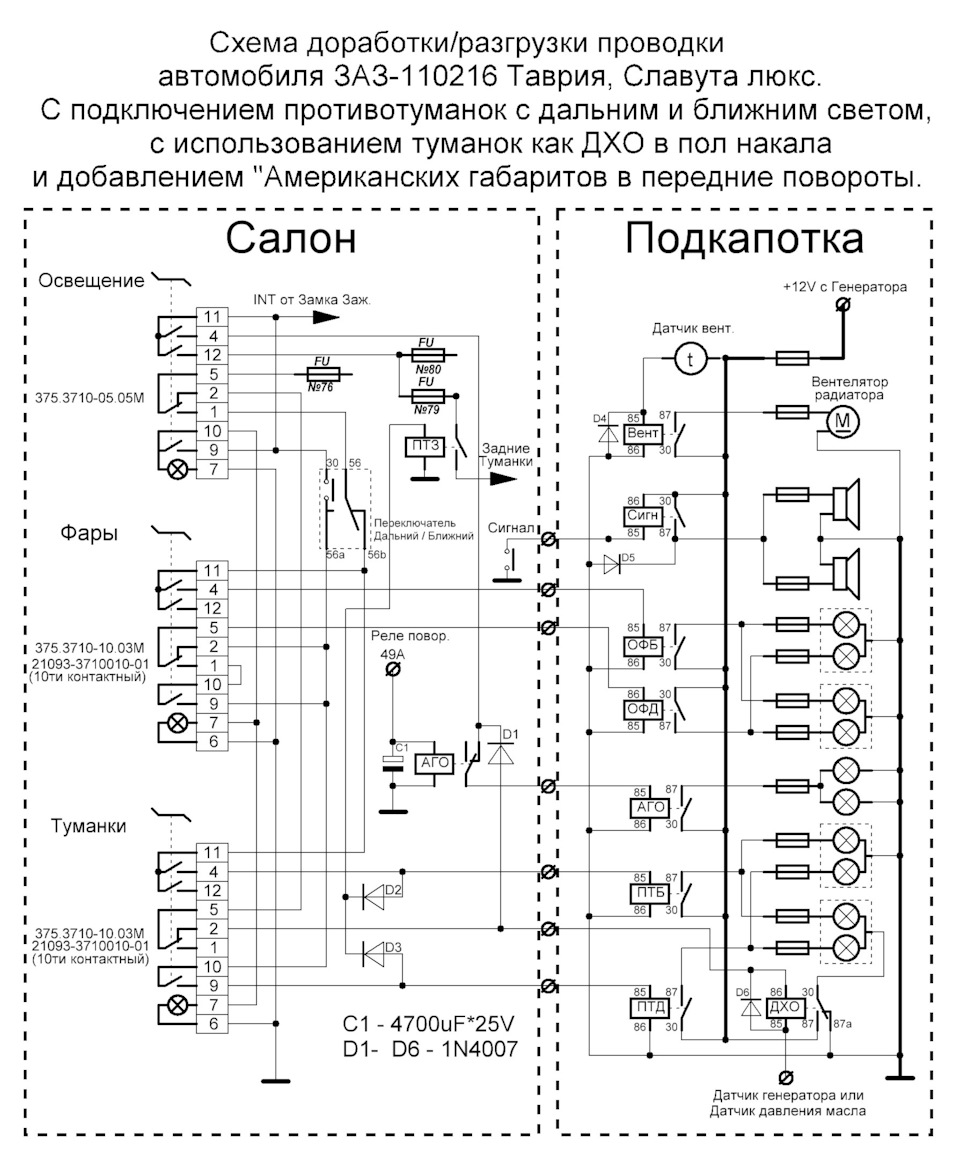Разгрузка проводки ЗАЗ-110216 Таврия, Славута люкс — ЗАЗ 1102, 1,3 л ...