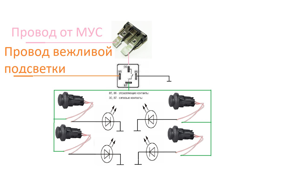 Правильная схема установки около дверной подсветки. — Lada Калина ...