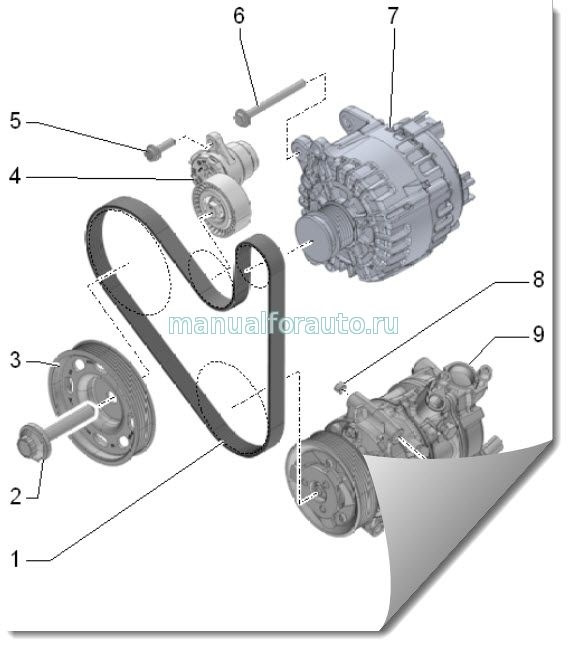 приводной ремень поло седан 1.6 схема