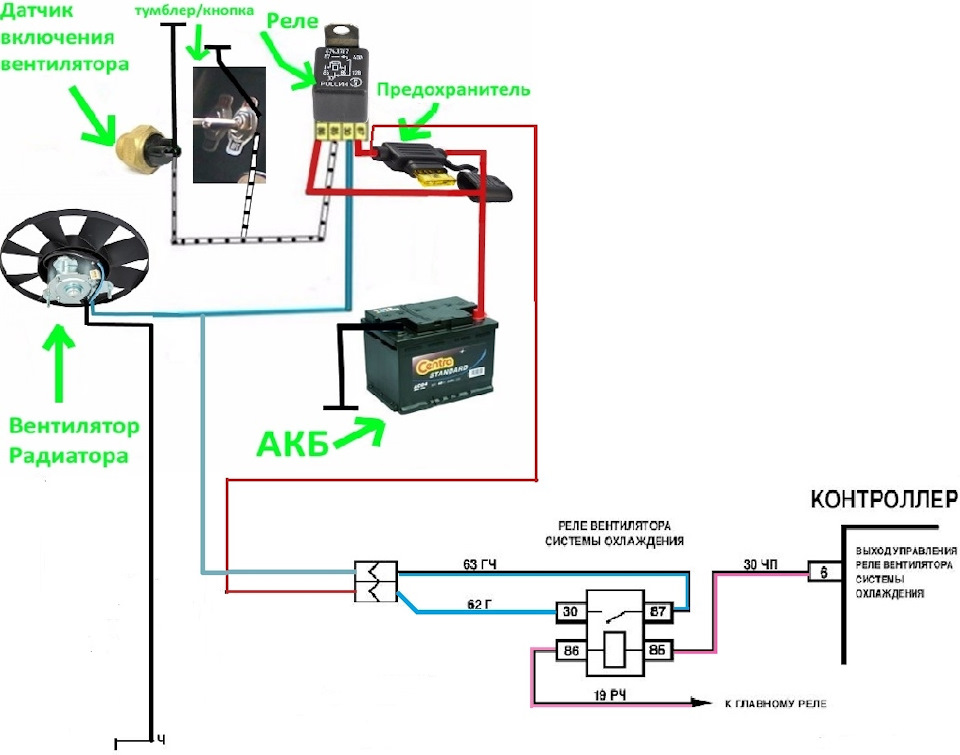 Схема электровентилятора ваз 2107 инжектор