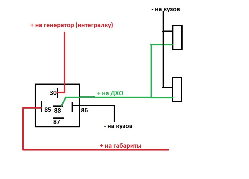 Дхо через 5 контактное реле схема