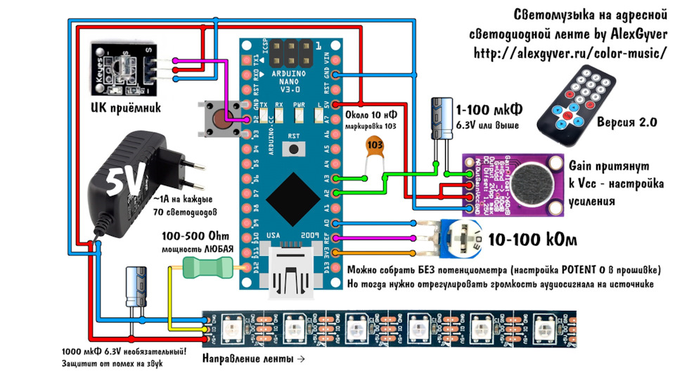 Цветомузыка для авто своими руками схема