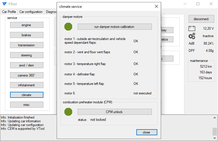 адаптации заслонок климата и разблокировка стояночного отопителя — Volvo XC90 (2G)