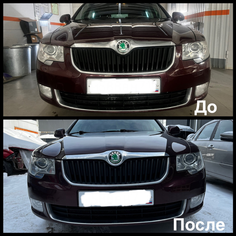 Переклейка пленки на фарах — Skoda Superb Combi (Mk2), 2 л, 2012 года ...