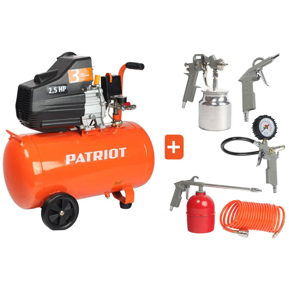 Компрессор PATRIOT EURO 50-260K + набор пневиоинструмента KIT 5В 1.8 ...