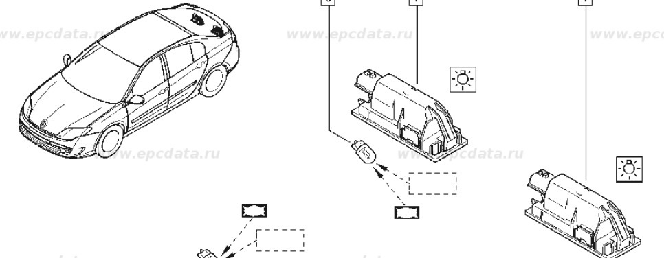 Фонарь освещения номерного знака на Рено Laguna III — Renault Laguna ...