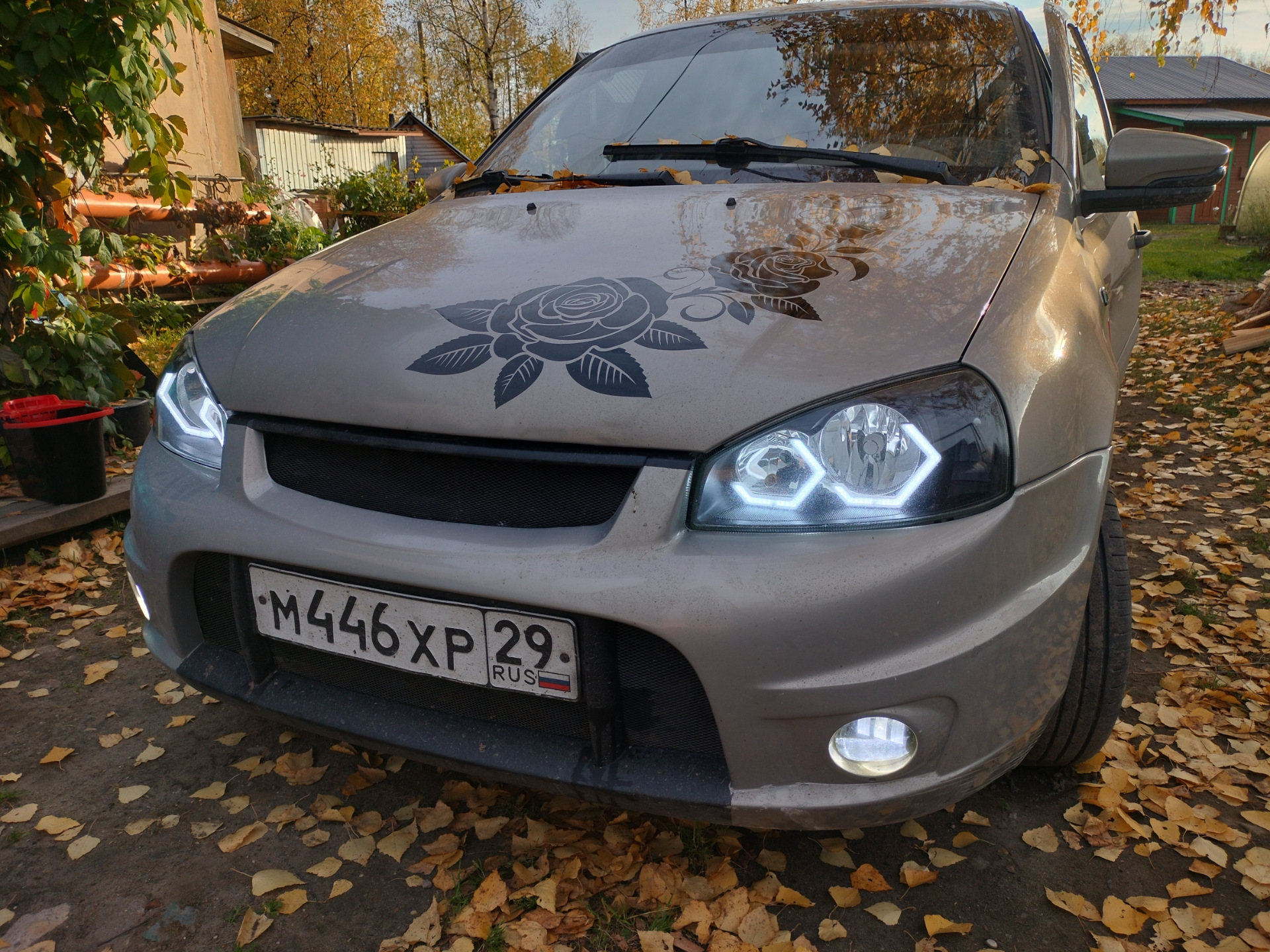 Установка выхлопа, и галочек в фары — Lada Калина седан, 1,6 л, 2007 ...