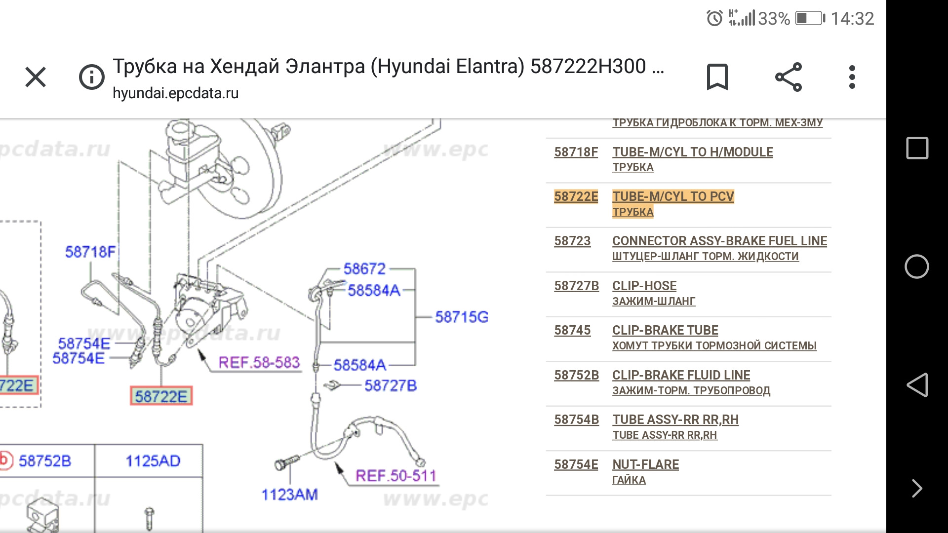 Тормозная трубка Hyundai Elantra 2004 года