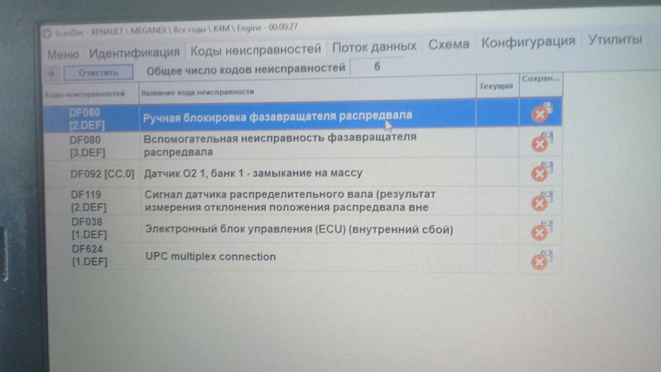 df244 ошибка рено меган 2 акпп