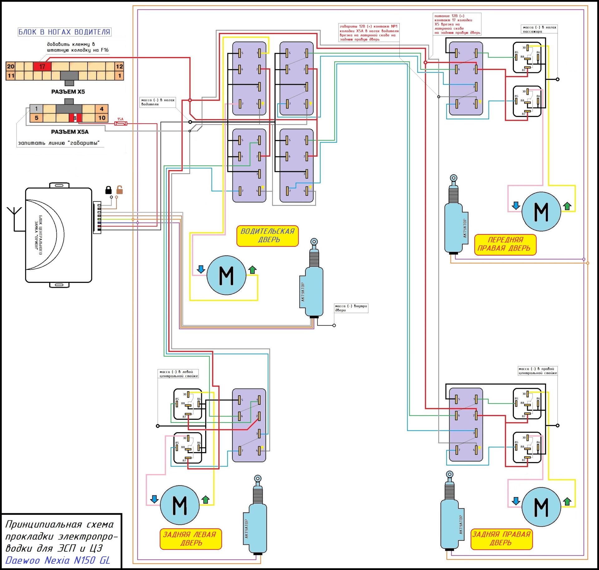 Схема контактной группы дэу нексия