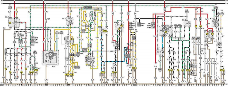 Принципиальная электрическая схема опель астра ф