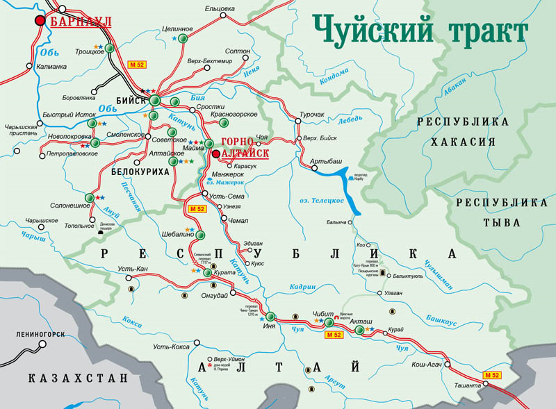 Карта горный алтай с населенными пунктами и базами отдыха