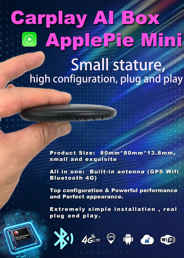 Applepie Mini Wireless CarPlay Ai Box Android 9 Qualcomm 4 + 64G