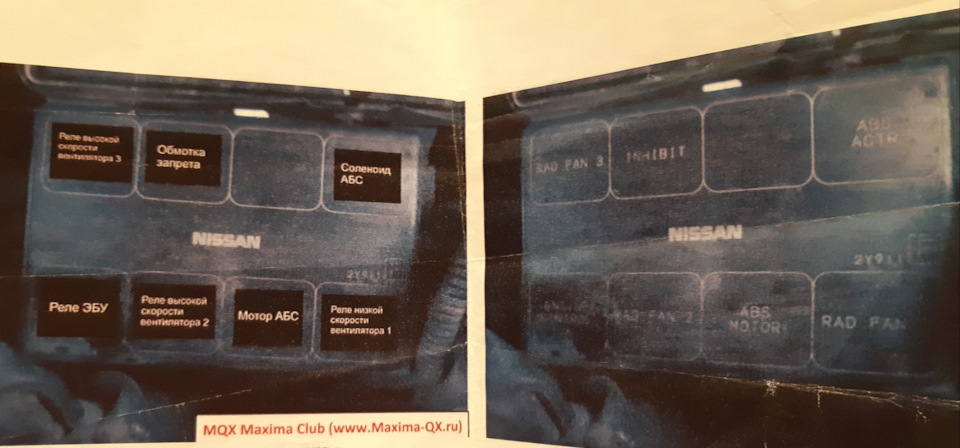 Перевод по описанию предохранителей и реле — Nissan Maxima QX (A33), 3 ...